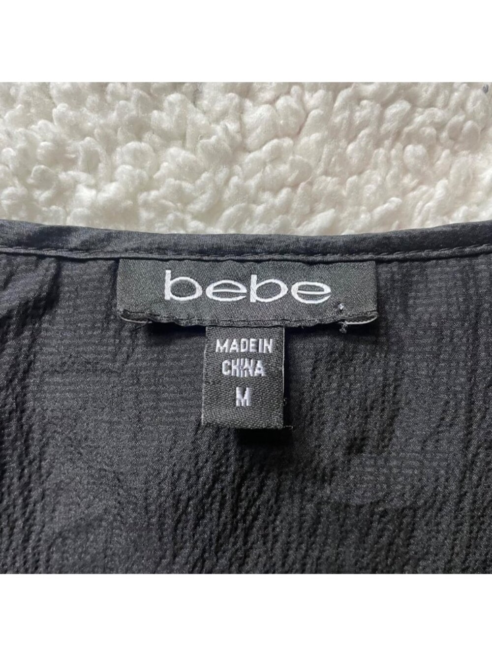 2000s Bebe black ruffled satin blouse - Picture 2 of 8